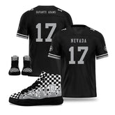 Custom Black Gray Las Vegas Football Jersey and Firesoul Sports Shoes Combo Offer Personalized Combo ZH-D020273-20